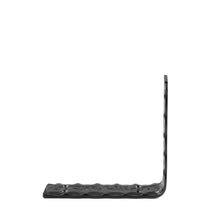 Load image into Gallery viewer, 2" Wide Metal Wrought Iron L Bracket with Butterfly embossment. Shelf bracket, floating wall shelf, open kitchen & pantry shelving, bathroom shelves.