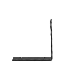 Load image into Gallery viewer, 2" Wide Metal Wrought Iron L Bracket with edge hammering. Shelf bracket, floating wall shelf, open kitchen & pantry shelving, bathroom shelves.