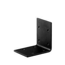 Load image into Gallery viewer, 4" wide wrought iron metal L bracket.  Heavy duty wall shelf bracket, wood beam bracket, wooden post 90 bracket.
