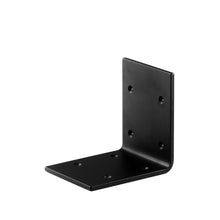 Load image into Gallery viewer, 4" wide wrought iron metal L bracket.  Heavy duty wall shelf bracket, wood beam bracket, wooden post 90 bracket.
