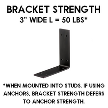 Load image into Gallery viewer, 3" Wide L Bracket - Square Ends
