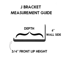 Load image into Gallery viewer, 2" Wide J Bracket Square Ends - 3 Wall Holes
